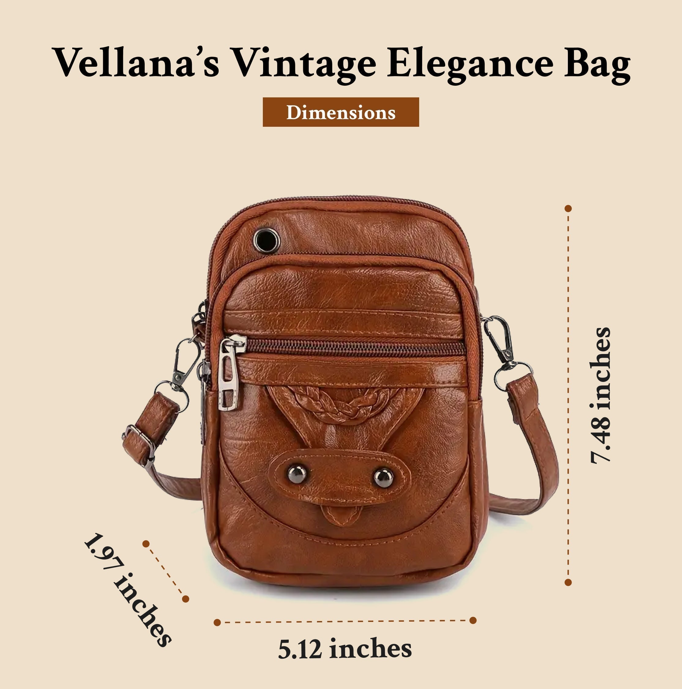 Vellana sVintageEleganceLeatherCrossbodyBag